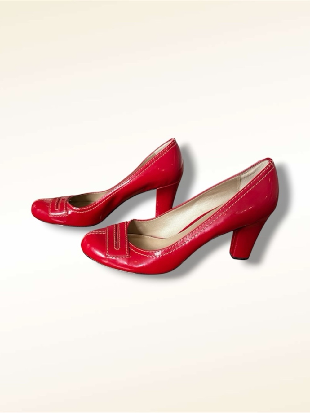 Liz Claiborne Jordana Red Patent Round Toe Block Heel Pump Size 8.5
